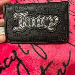 Juicy Couture Black Wallet with Rhinestone Logo